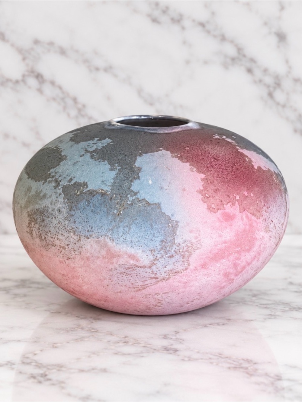 Raku Large Pottery Vase/Centerpiece signed Tony Evans